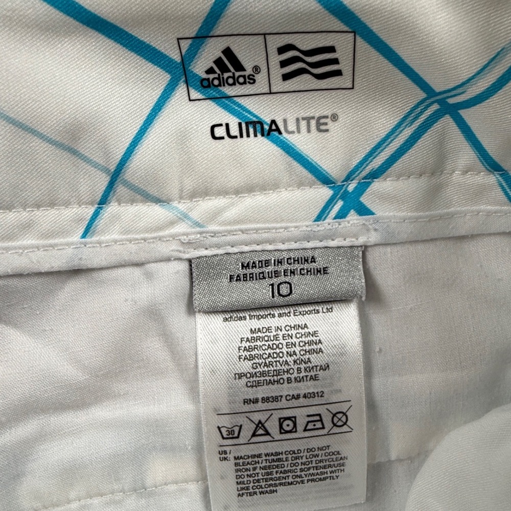Adidas Climalite Golf Shorts Womens 10 White Blue Grid Plaid Performance Sport - Picture 5 of 7